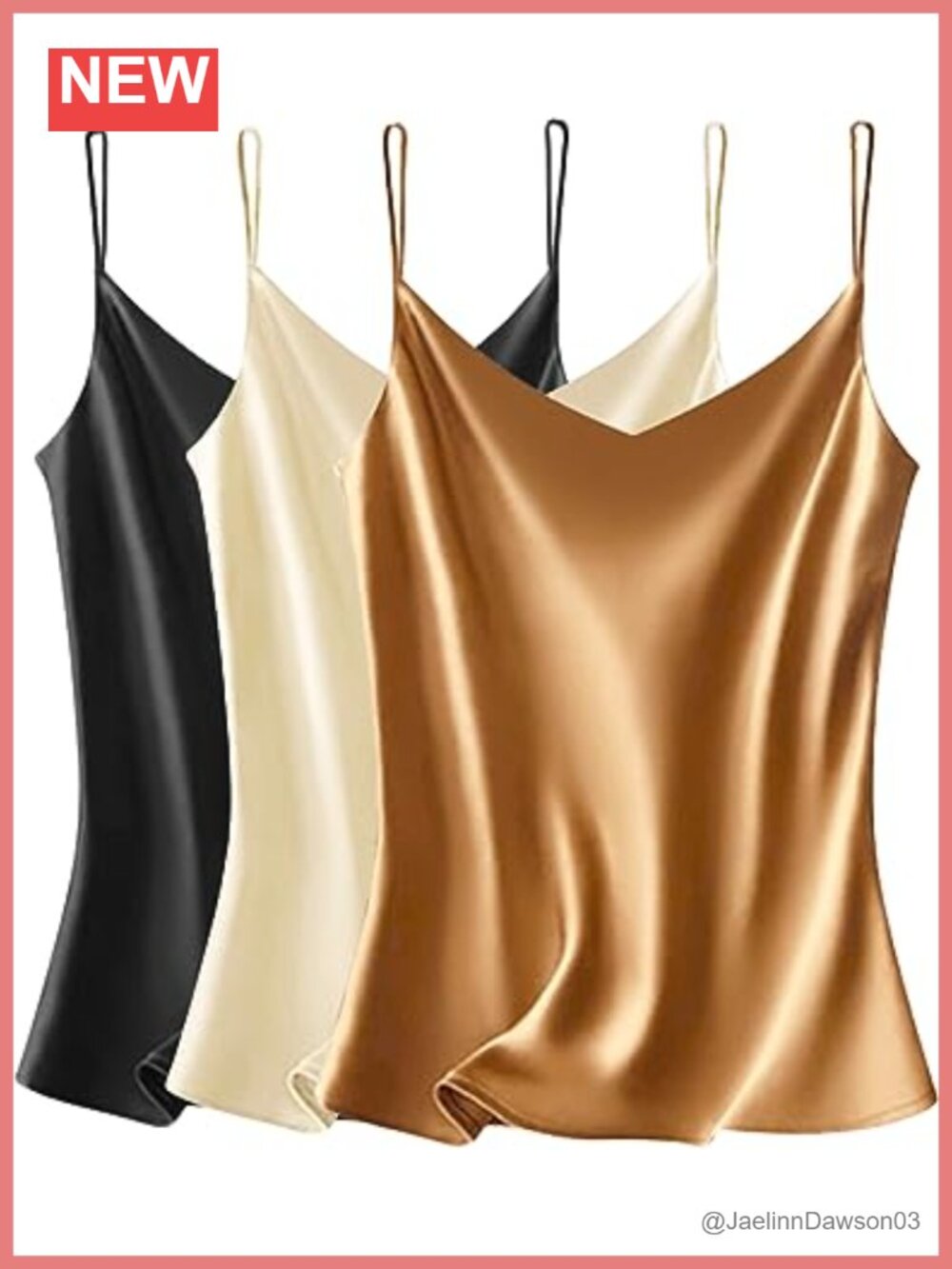 Silk Satin Camisole V-Neck Spaghetti Strap Tank Top for Women